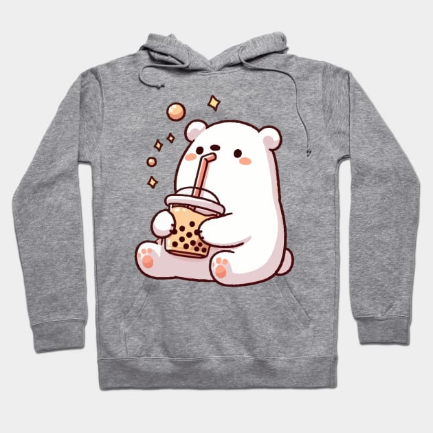 cute polar bear drink chocolate boba Hoodie by fikriamrullah